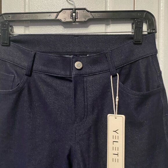 NWT Yelete Leggings jeans dark wash size large - Picture 2 of 7